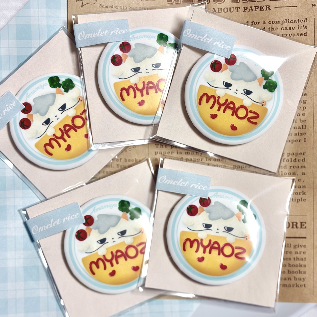 オムライスねこ缶バッジ