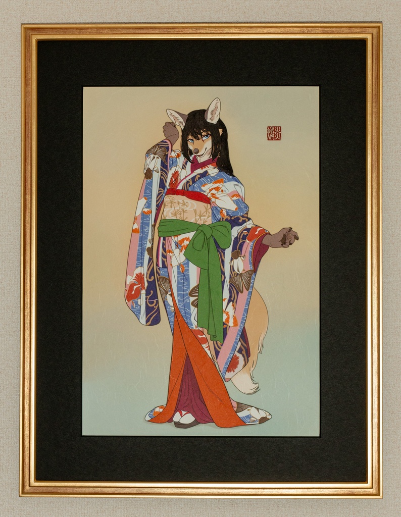 「流れに舞う」和紙印刷作品