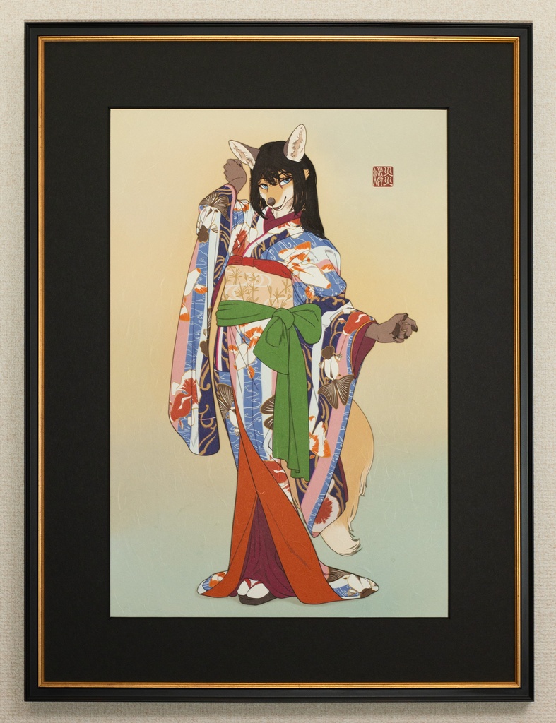 「流れに舞う」和紙印刷作品