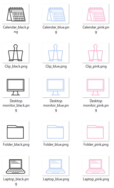 シンプルフラットアイコンセット｜オフィス・仕事用15点（PNG・商用利用OK）