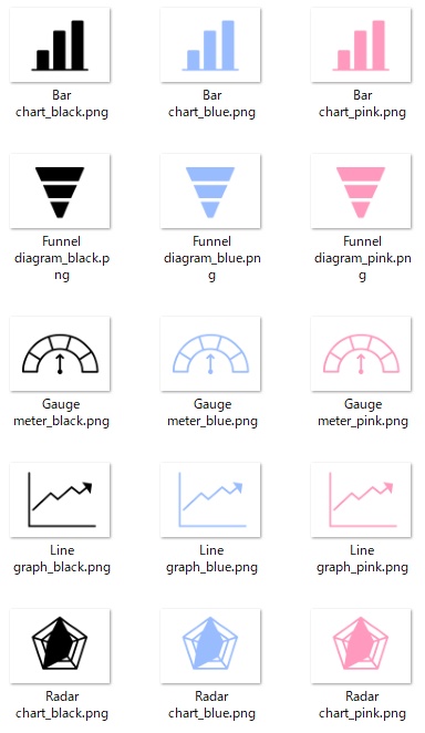 シンプルフラットアイコンセット｜グラフ・分析UI15点（PNG・商用利用OK）