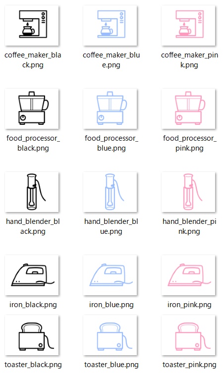 シンプルフラットアイコンセット｜キッチン家電15点（PNG・商用利用OK）