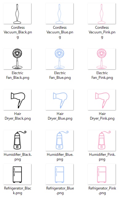 シンプルフラットアイコンセット｜生活家電15点（PNG・商用利用OK）