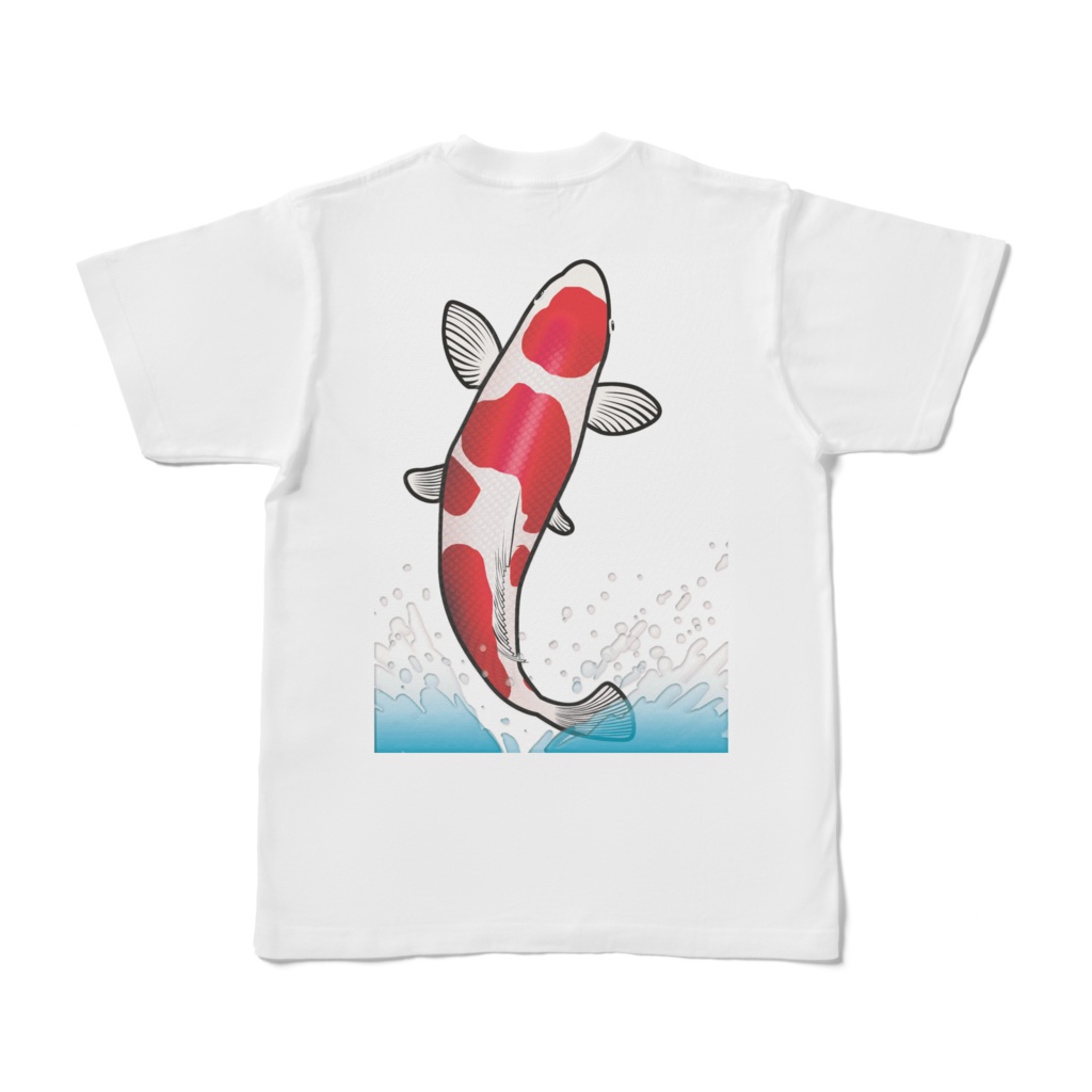 錦鯉が水面から飛び上がるTシャツ - SHOP嬉々ゆう - BOOTH