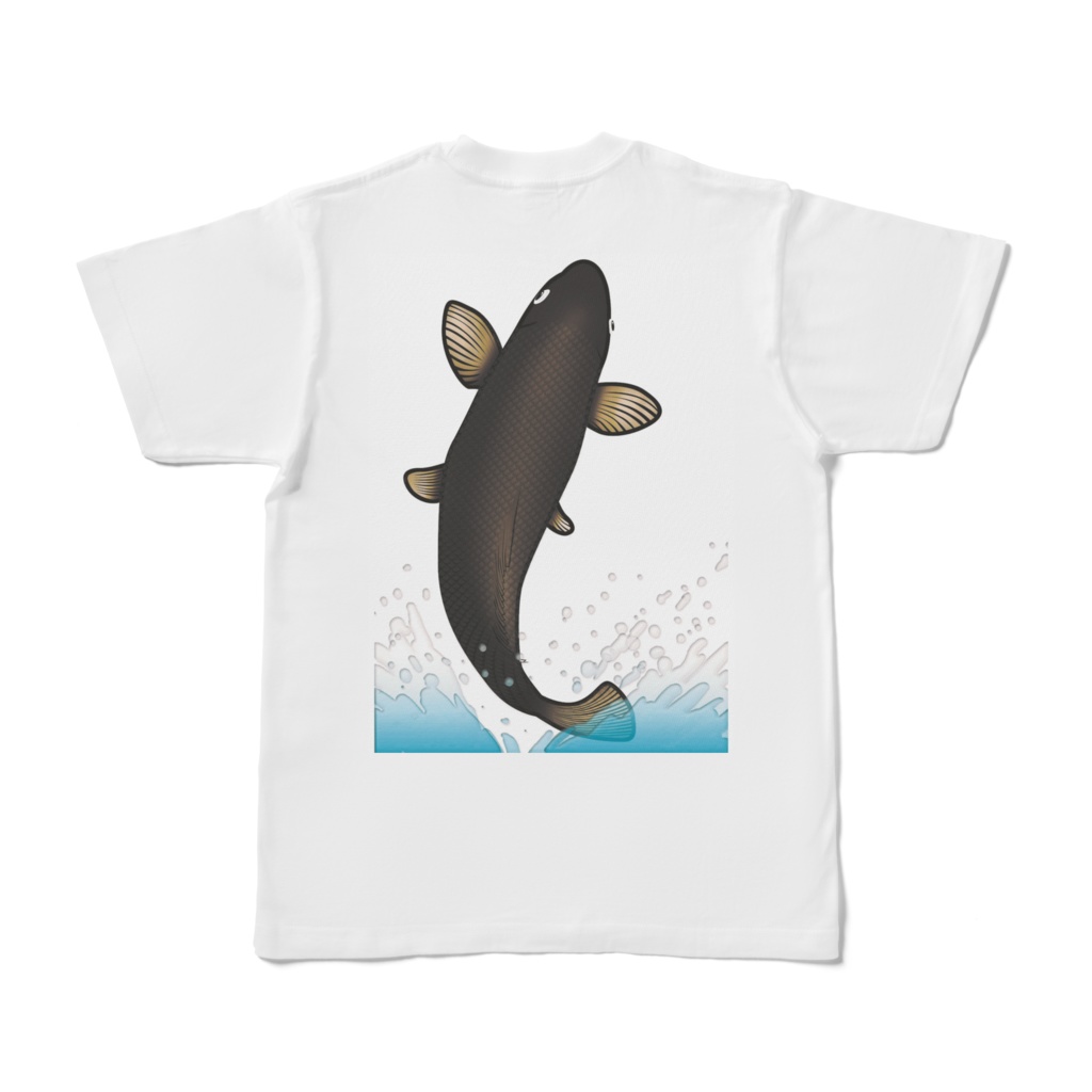 茶鯉が水面から飛び上がるTシャツ