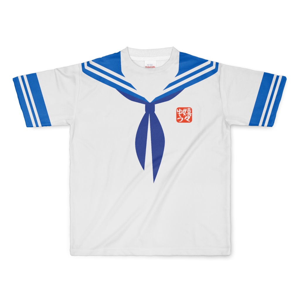 LサイズなんちゃってKIKIYOU'Sセーラー服_白青青ネクTシャツ