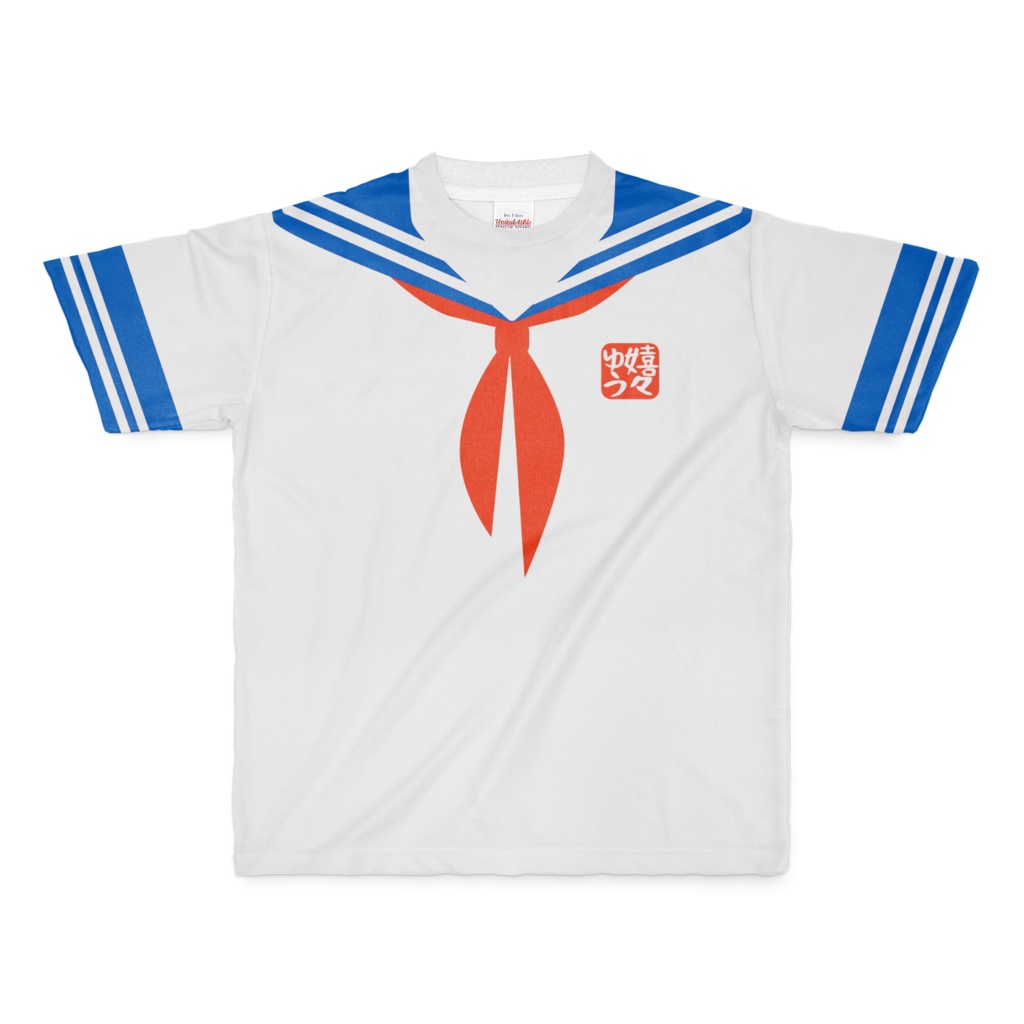 MサイズなんちゃってKIKIYOU'Sセーラー服_白青赤ネクTシャツ - SHOP 