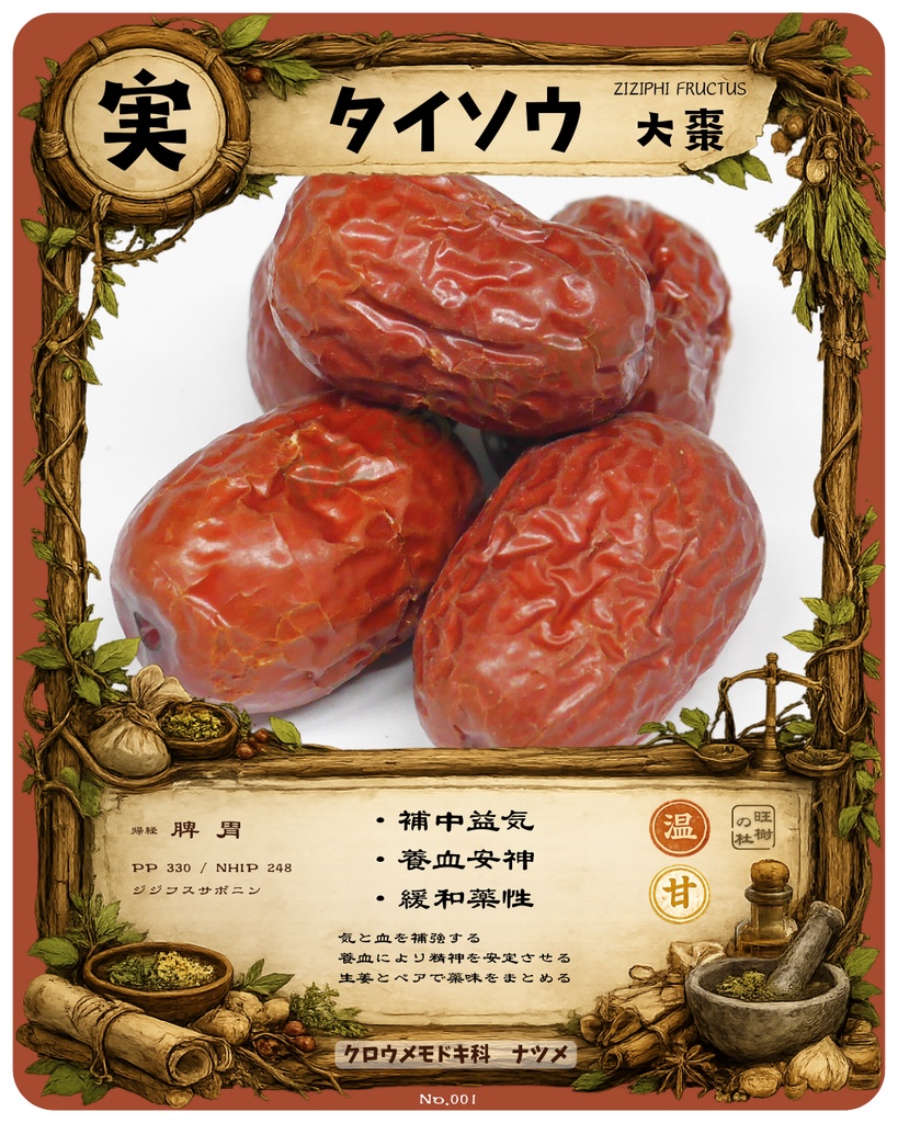 生薬トレカ「大棗（タイソウ）」No.001