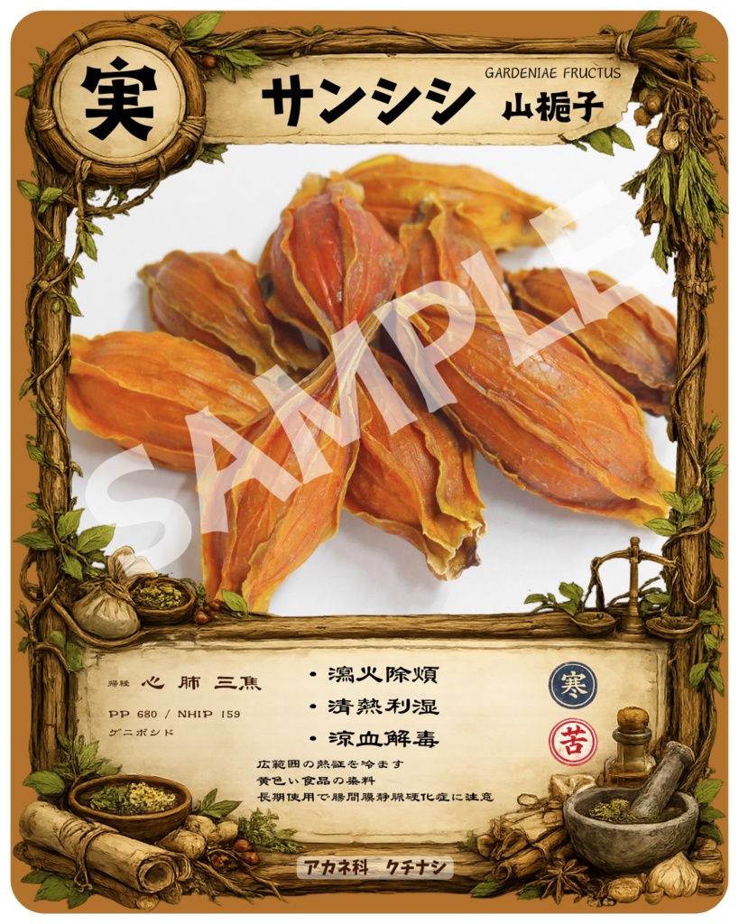 生薬トレカ「山梔子（サンシシ）」No.002