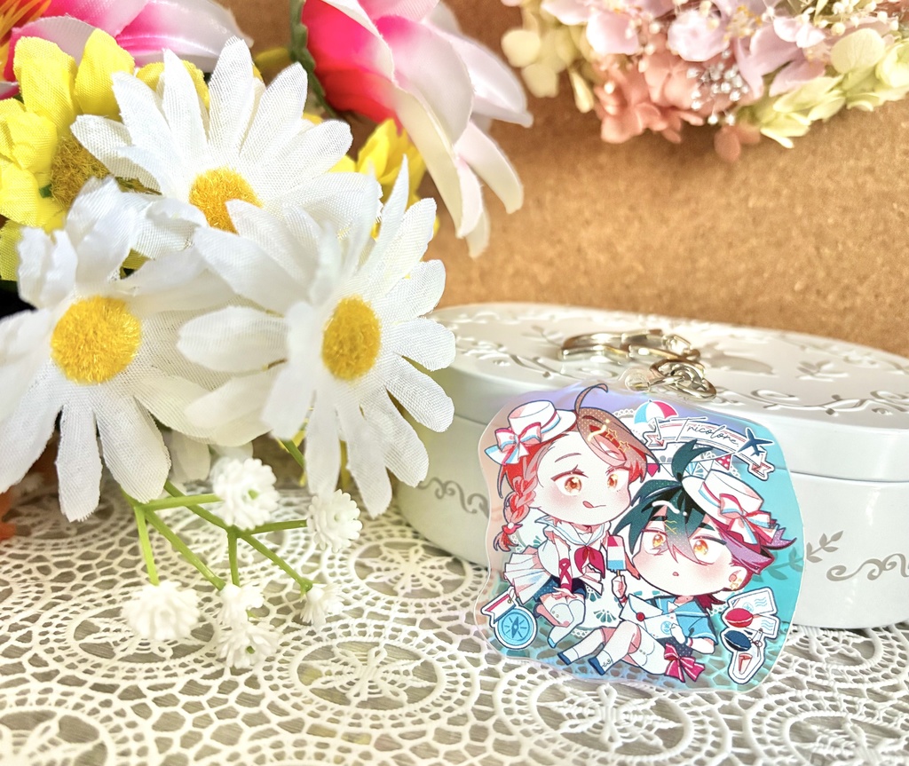 トリコロールアクリルキーホルダー