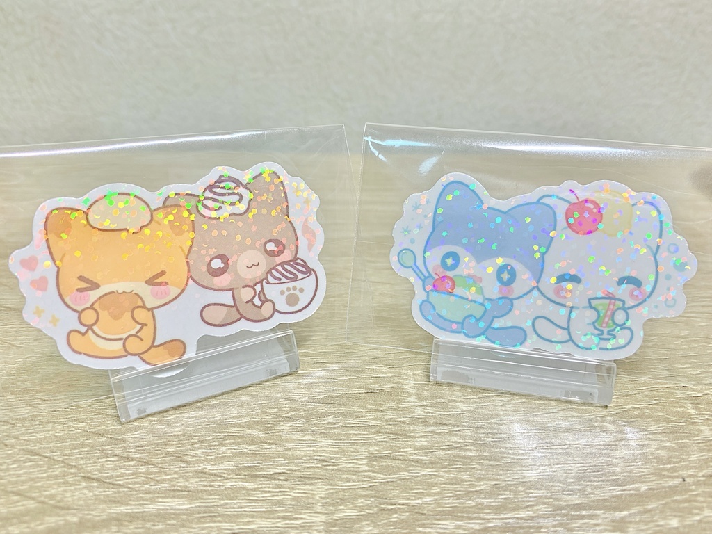 もふもふカフェ🌟キラキラステッカー【２種セット】