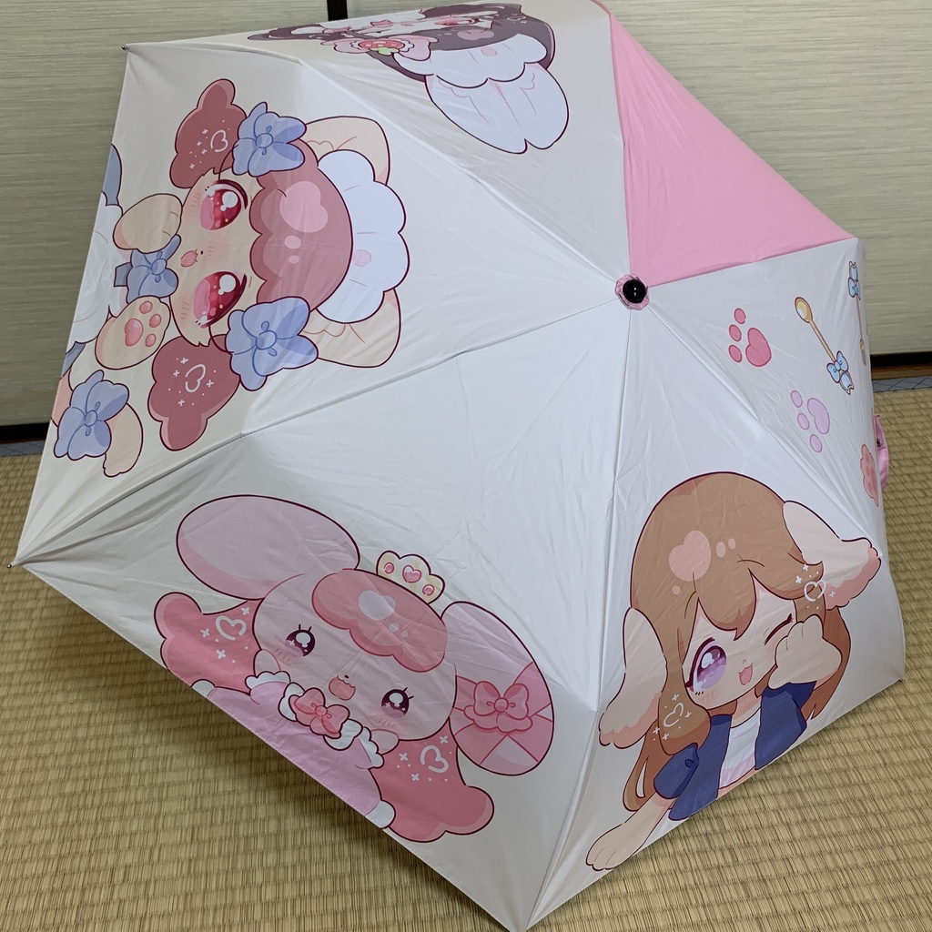 きゅるふわ♡折りたたみ傘(晴雨兼用、カバー付き)
