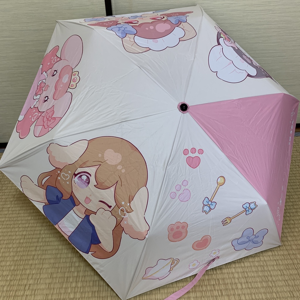 きゅるふわ♡折りたたみ傘(晴雨兼用、カバー付き)