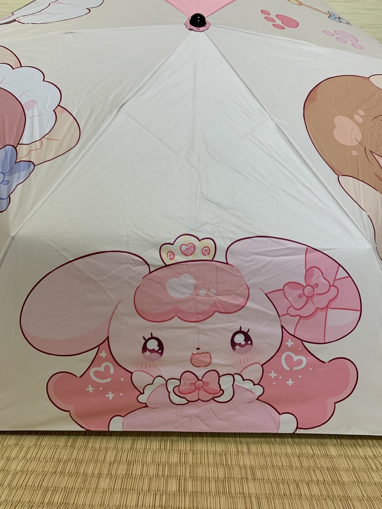 きゅるふわ♡折りたたみ傘(晴雨兼用、カバー付き)