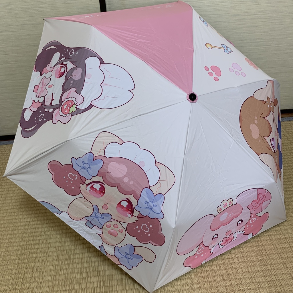 きゅるふわ♡折りたたみ傘（晴雨兼用、カバー付き）