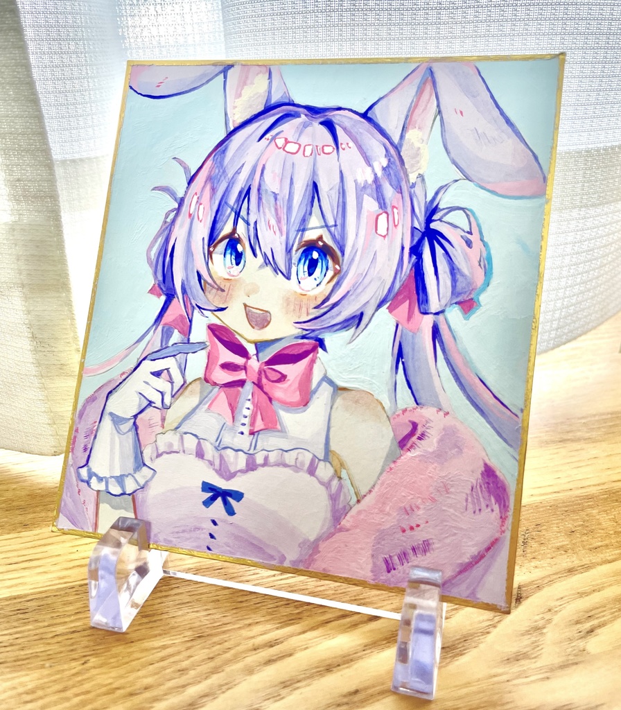 ウサ耳の女の子　アナログ色紙　原画　オリジナル