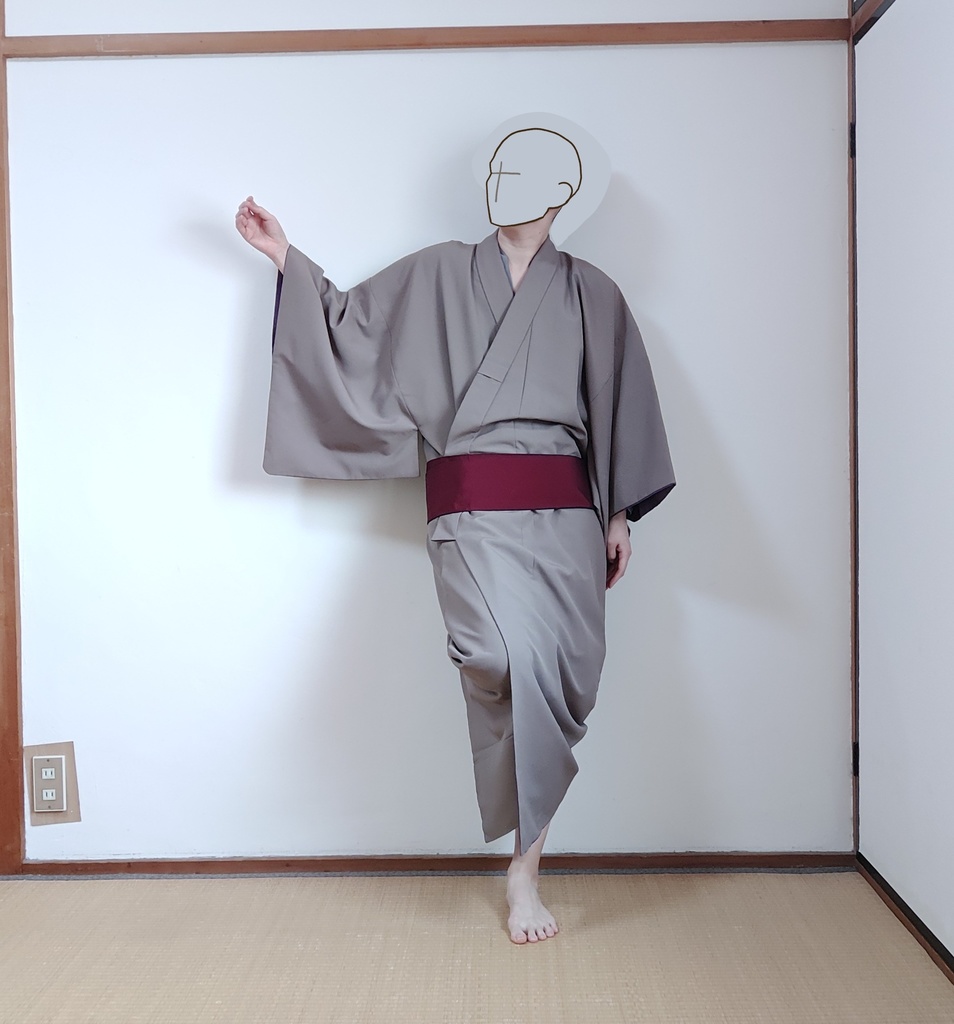 【着流し】壁にもたれるポーズ22枚