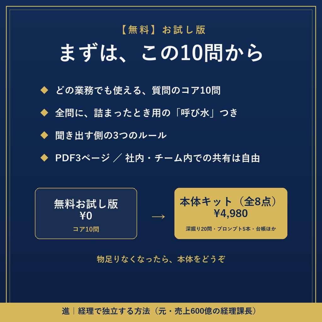 【無料】経理の業務マニュアルは「聞けば」できる|ヒアリング質問コア10問(詰まった時の呼び水つき)