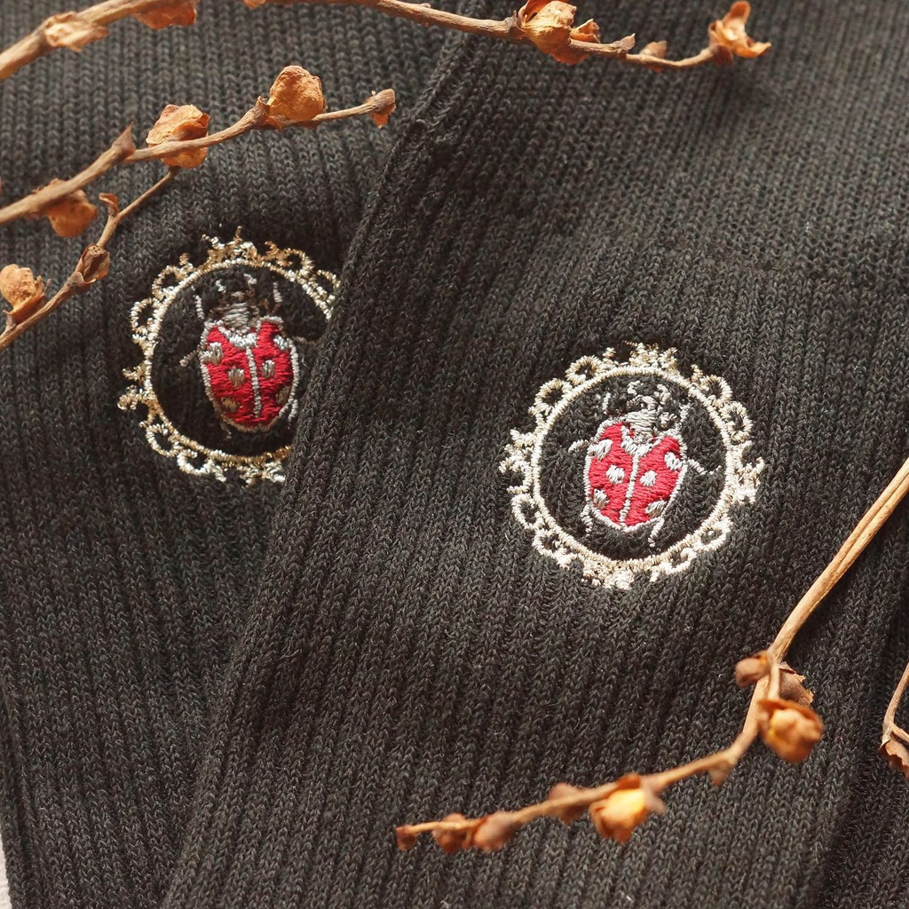 ladybug レディースリブソックス2点セット《white/black》