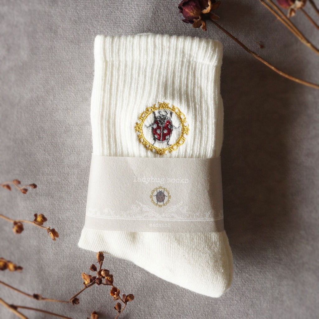 ladybug レディースリブソックス2点セット《white/black》