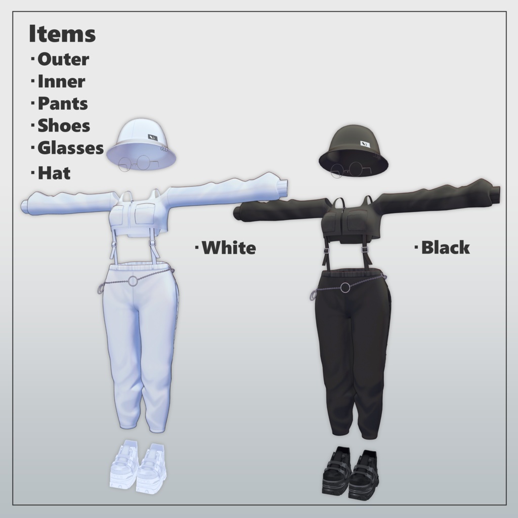 【3アバター対応】Off-Shoulder City Walk Set