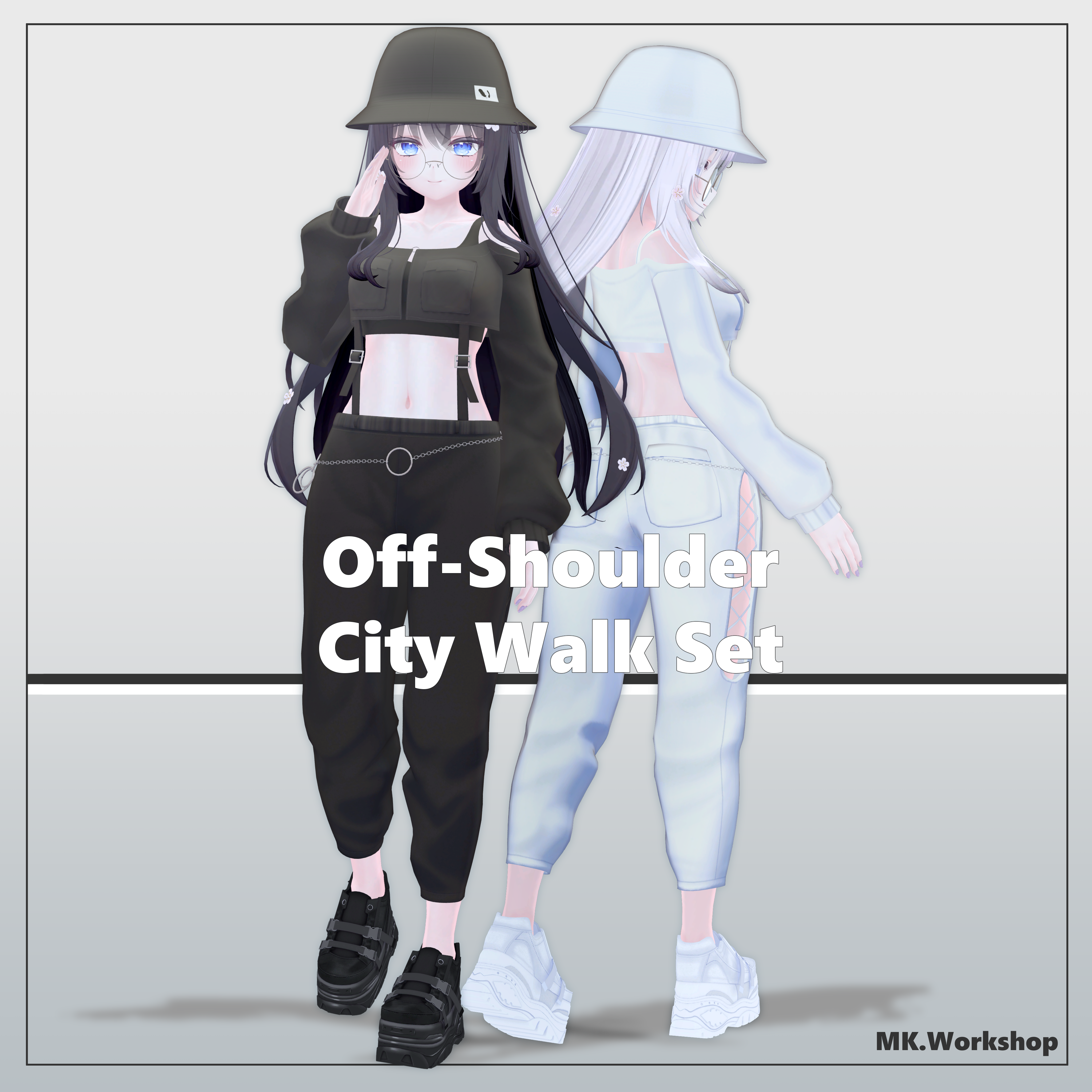 【3アバター対応】Off-Shoulder City Walk Set