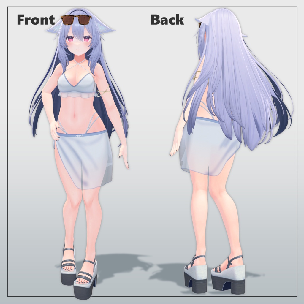 【3アバター対応】Short Pareo&Bikini Set