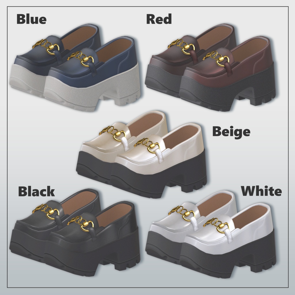 【汎用】Chain Decor Loafer