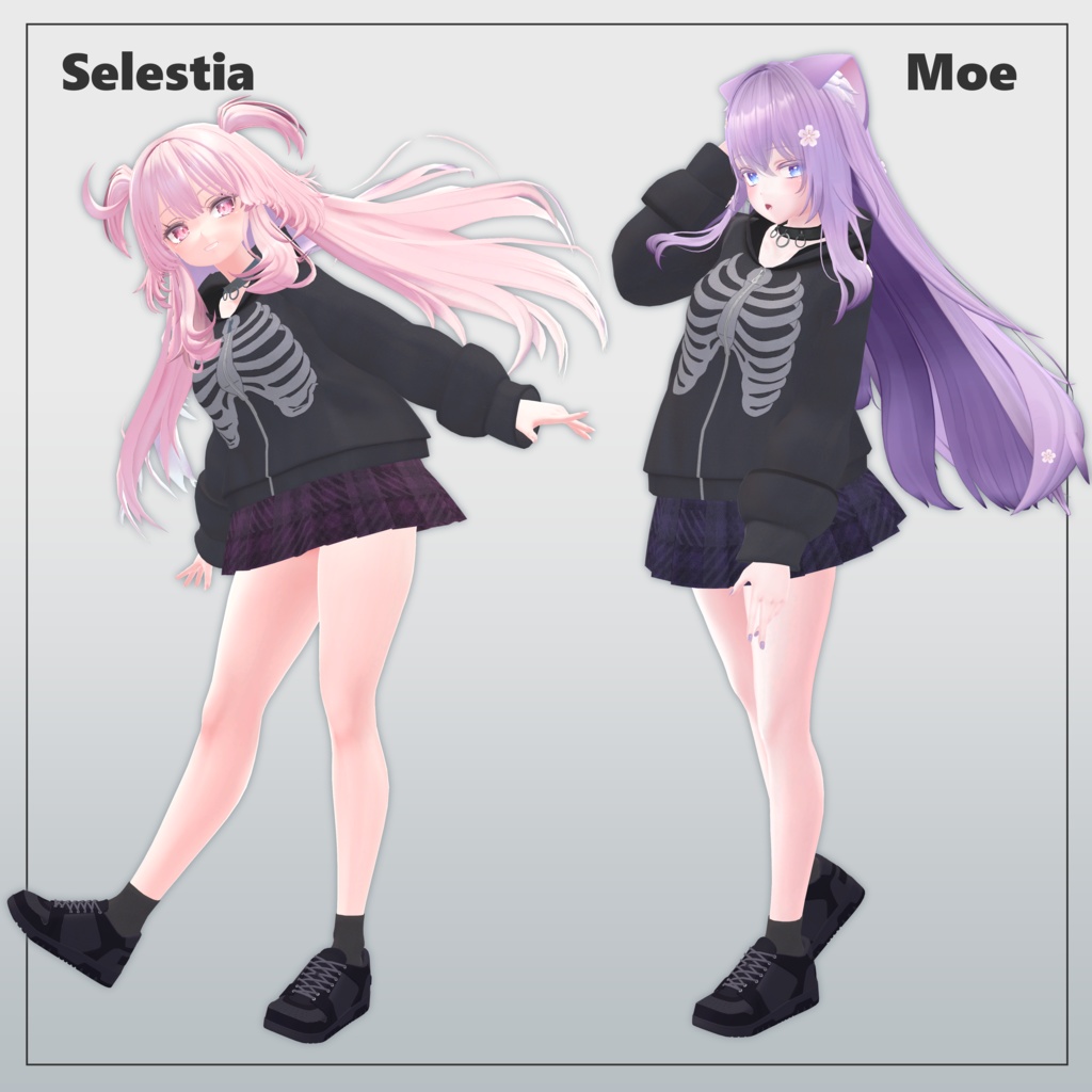 【3アバター対応】Skeleton Hoodie Set