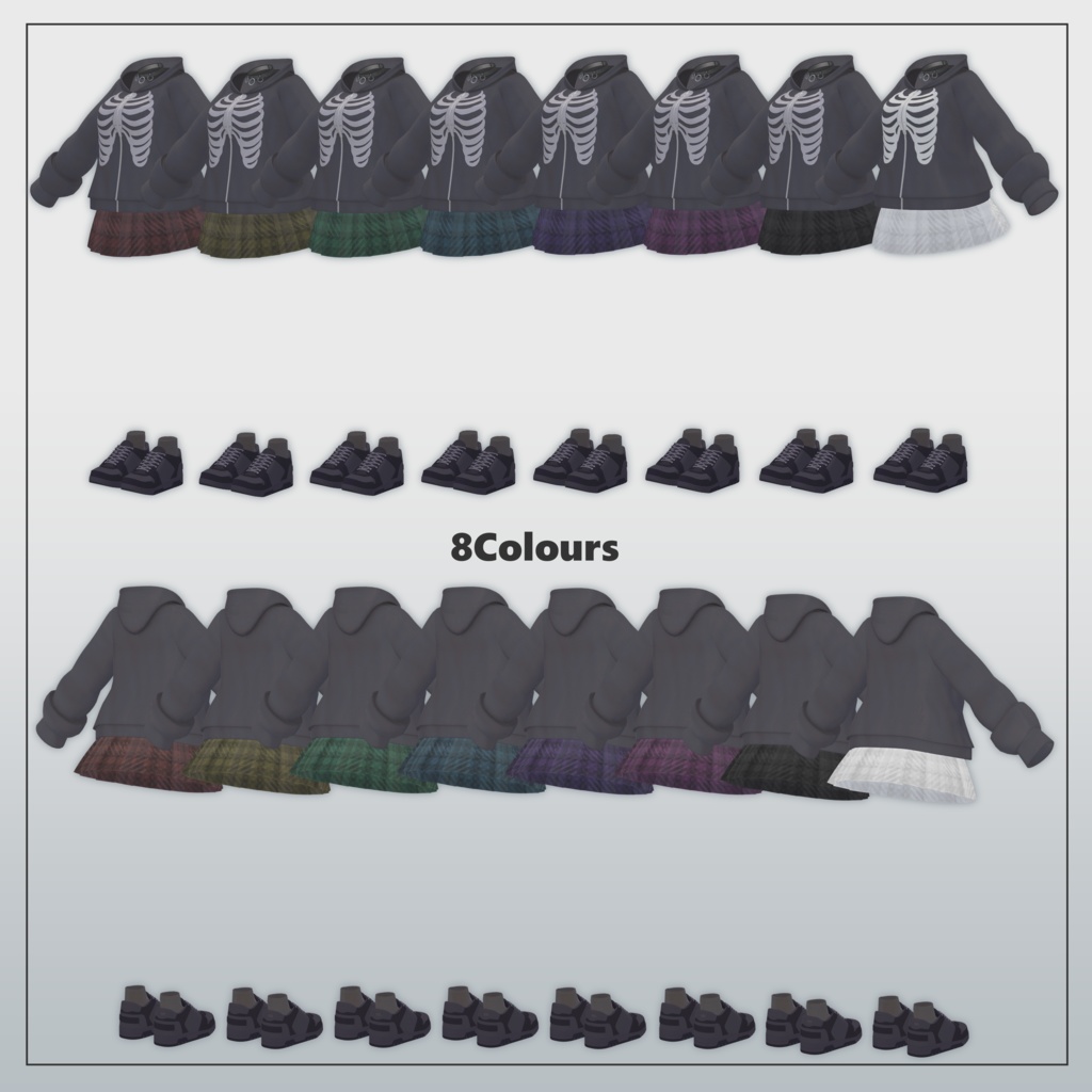 【3アバター対応】Skeleton Hoodie Set