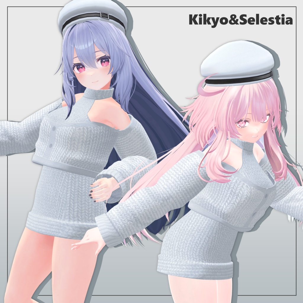 【3アバター対応】Off Shoulder Knit Set