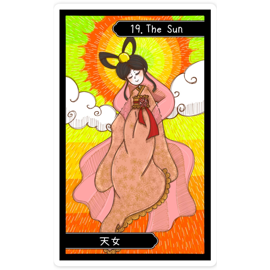 妖怪タロットステッカー【XIX 太陽 - 天女】