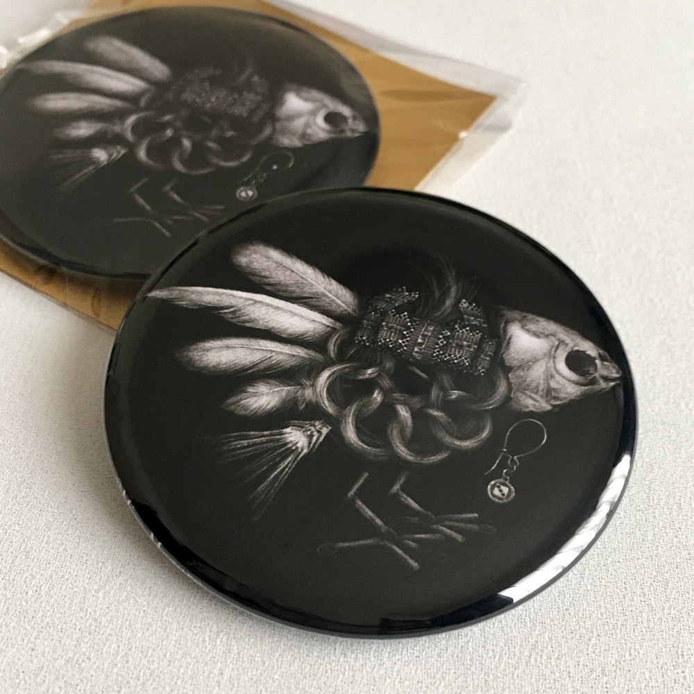 棘ある天使と自由なお魚缶バッジ