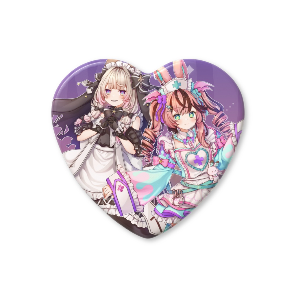 2025_ハロウィンハート缶バッジ - 57 × 52.5mm