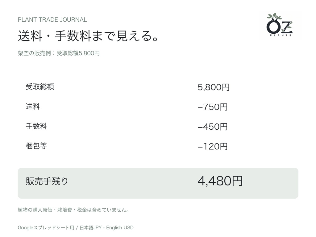 植物取引手帖|販売・交換・譲渡管理テンプレート