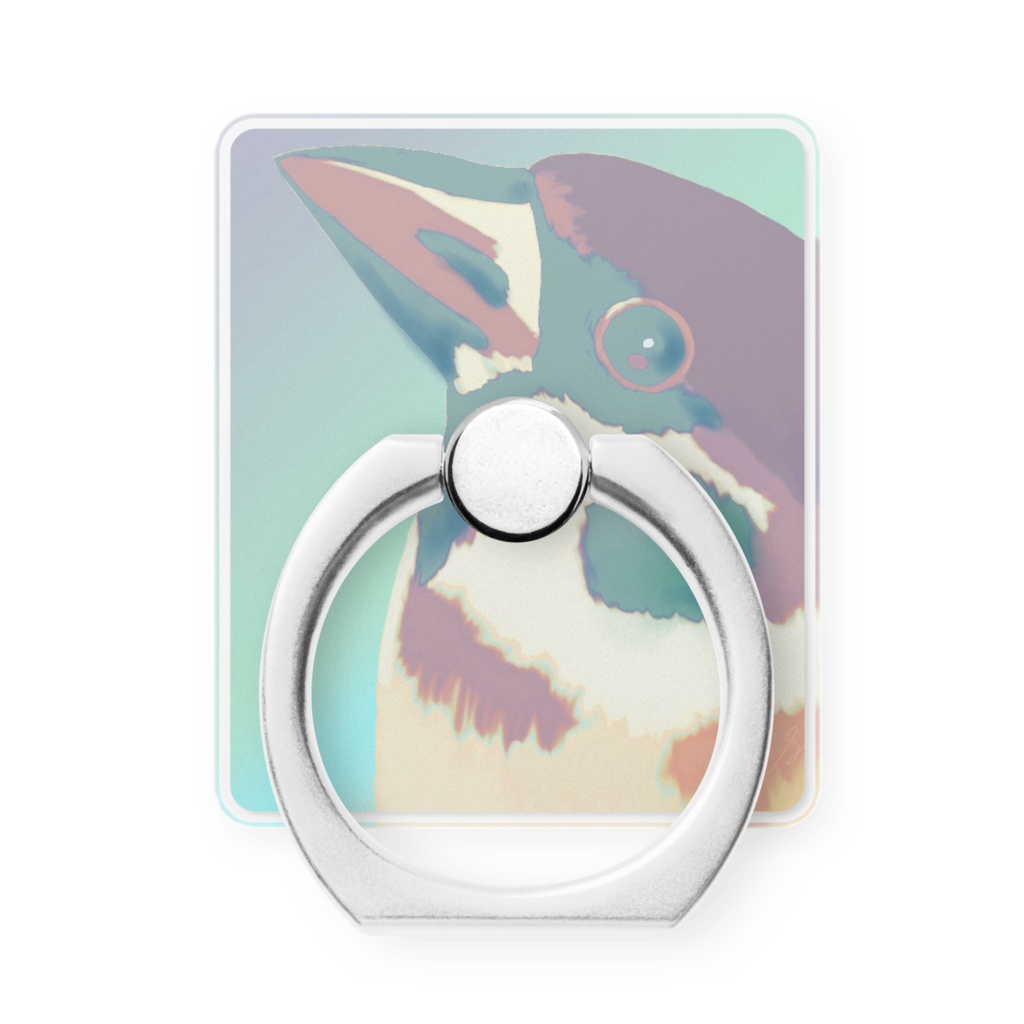 すずめフェイス青 スマホリング