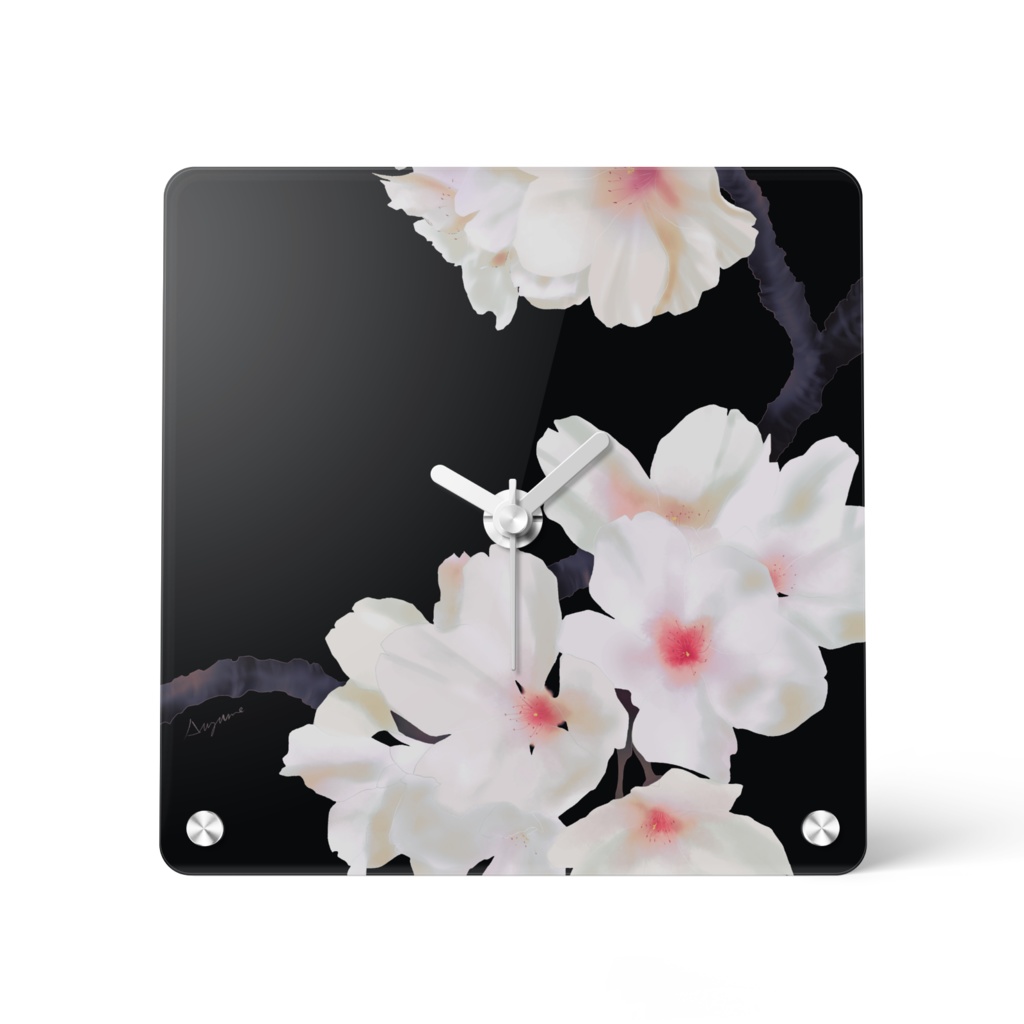 sakura black 正方形時計