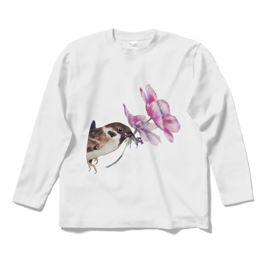 とりさん長袖Tシャツ ホワイト