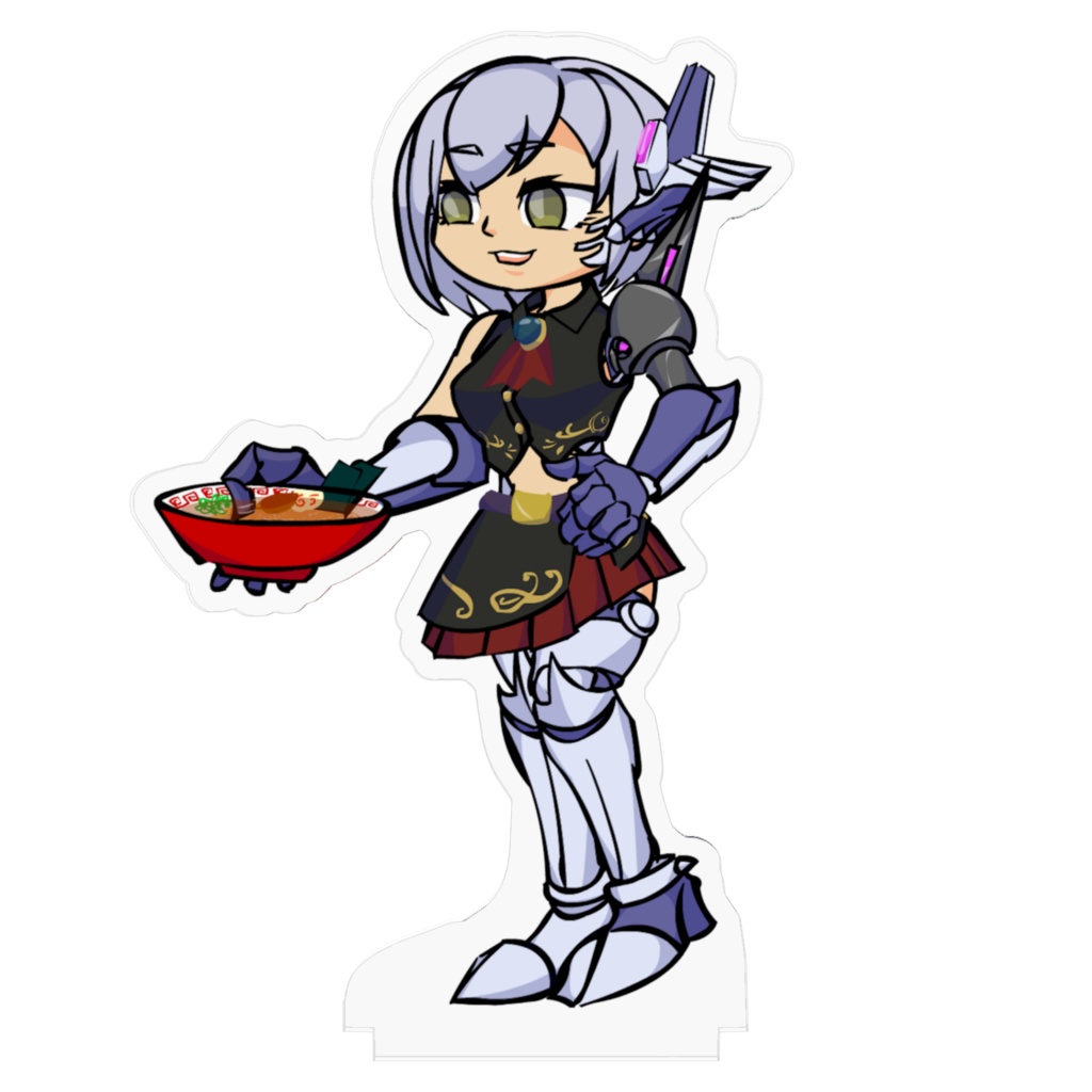 ラーメンに指入ってるロボ娘のアクリルス