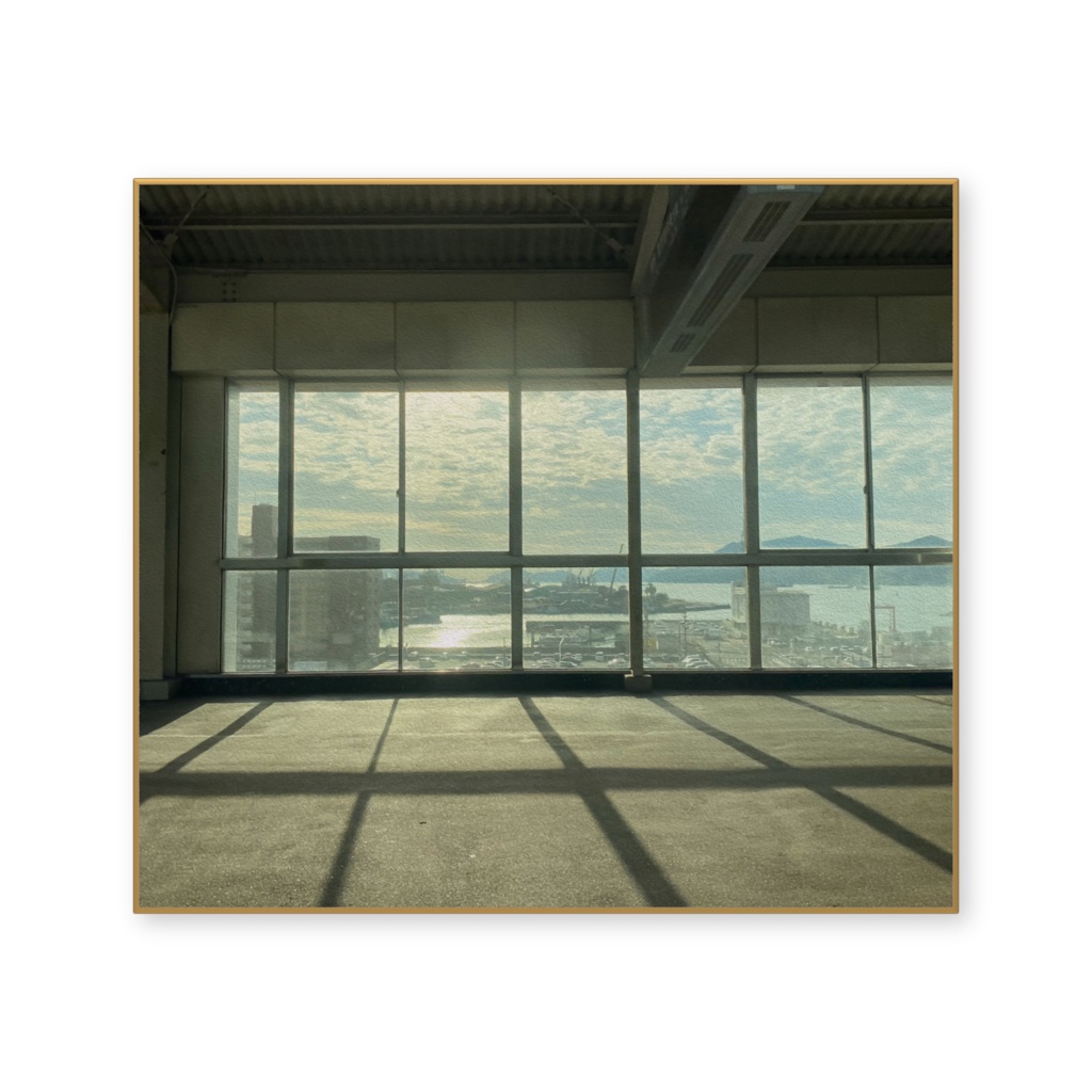 「小説:28歳、大学生」油絵風裏表紙(徳山駅/新幹線)色紙