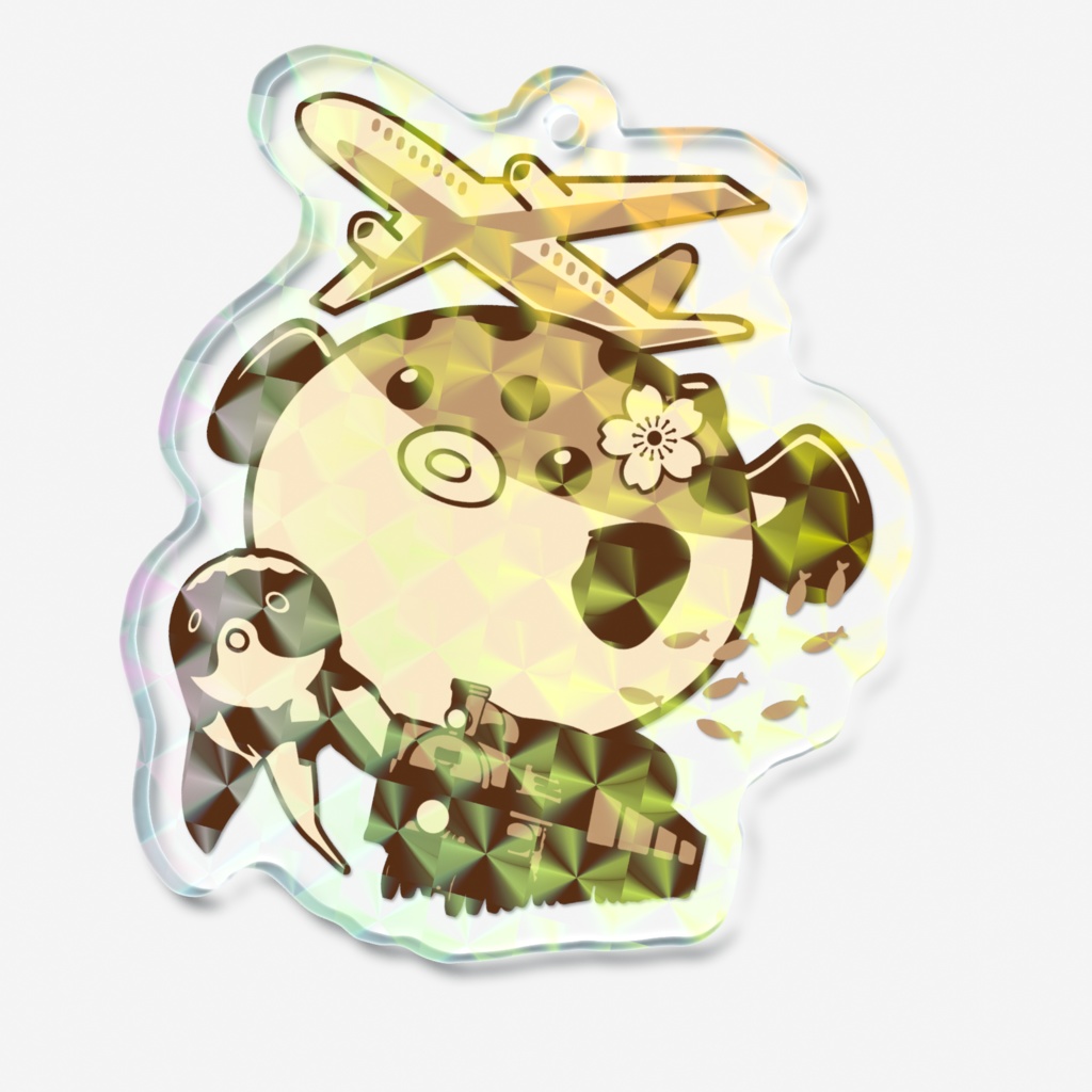 ふぐと詰め合わせ モザイクホログラムアクリルキーホルダー