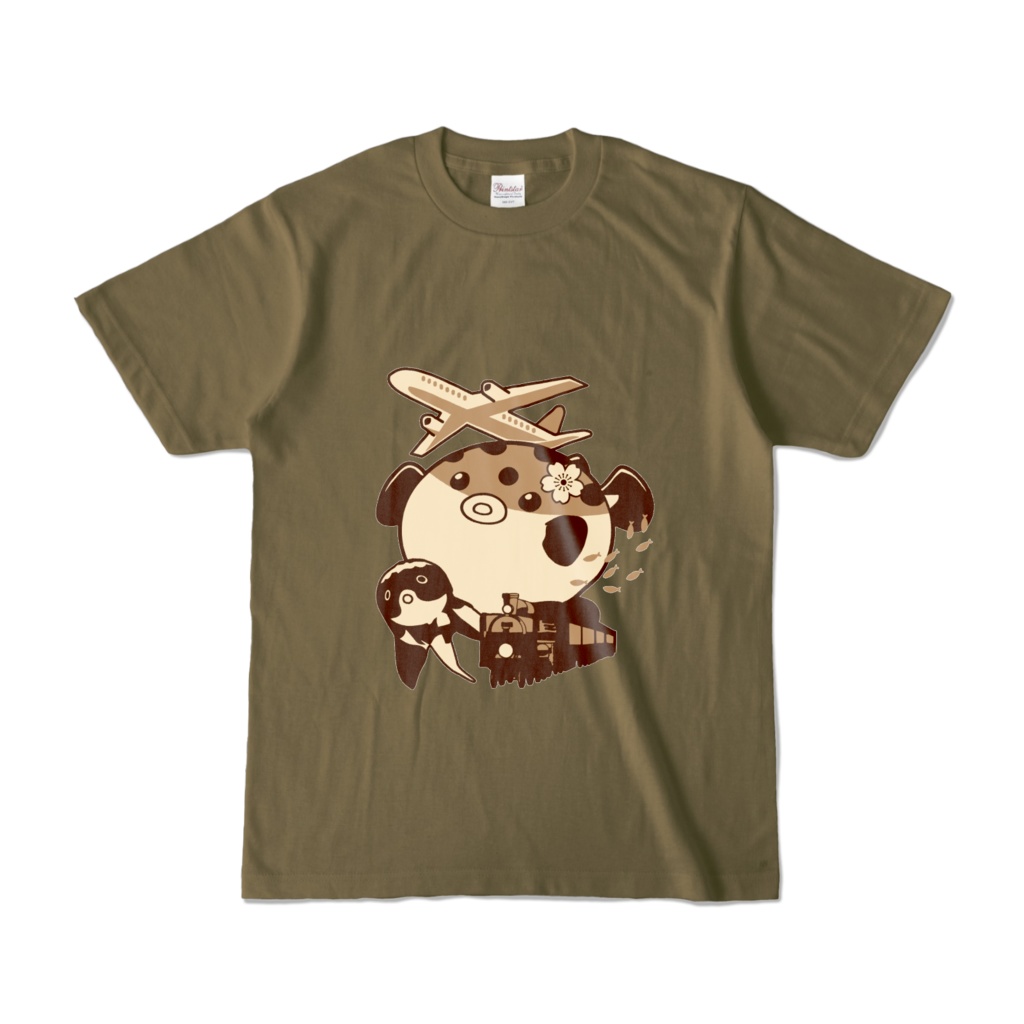 ふぐと詰め合わせTシャツ(オリーブ)