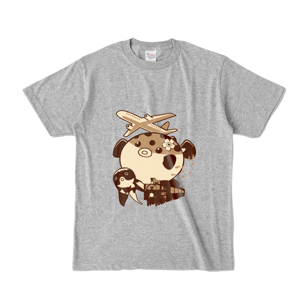 ふぐと詰め合わせTシャツ（杢グレー）