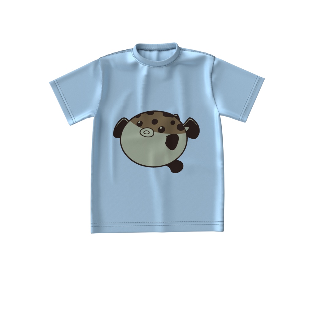 ふぐビッグシルエットTシャツ(アシッドブルー)