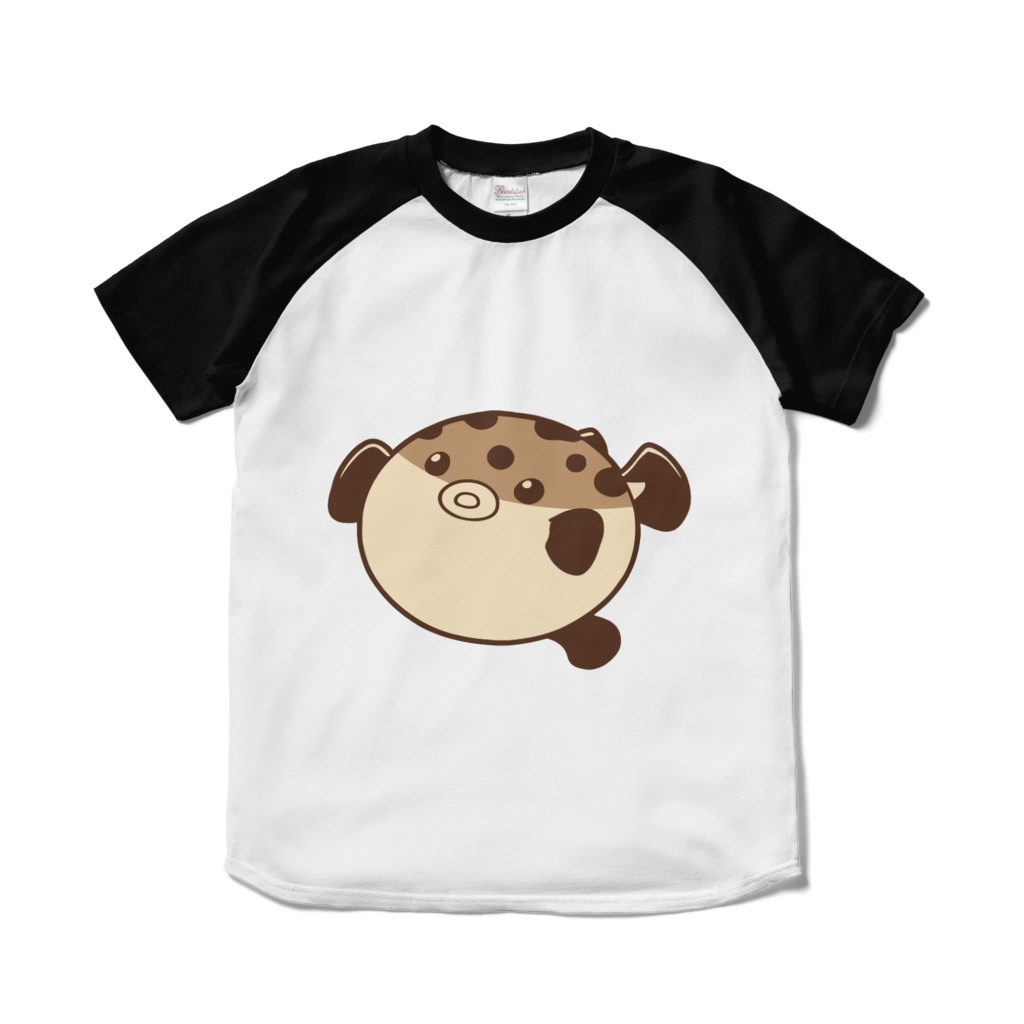 ふぐ×ふぐと詰め合わせラグランTシャツ(ホワイト×ブラック)
