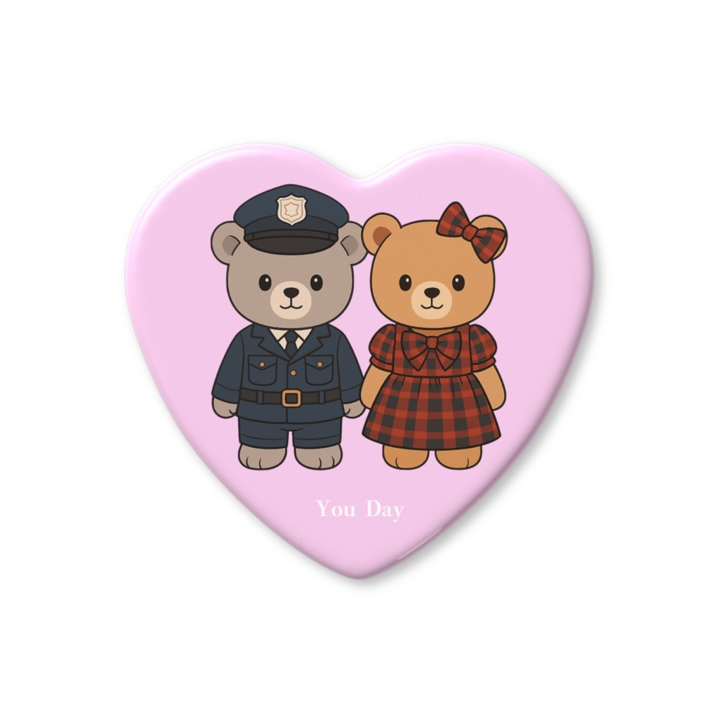 小説「You Day」くまのぬいぐるみハート缶バッジ