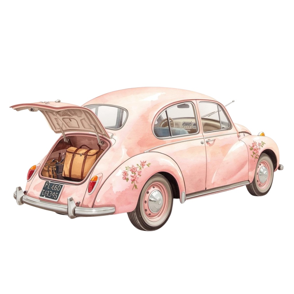 ピンクの旅シリーズ|水彩風クリップアートセット(全12点・PNG透過)