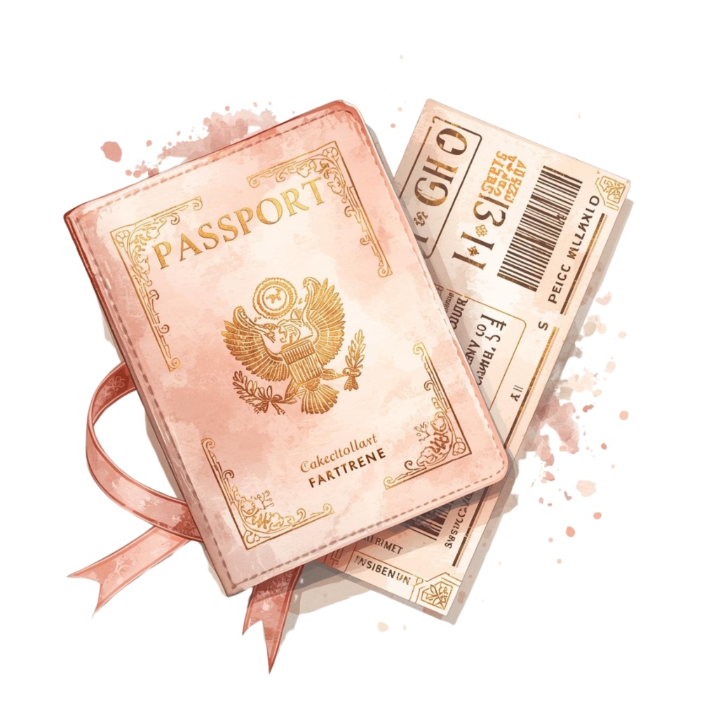 ピンクの旅シリーズ|水彩風クリップアートセット(全12点・PNG透過)