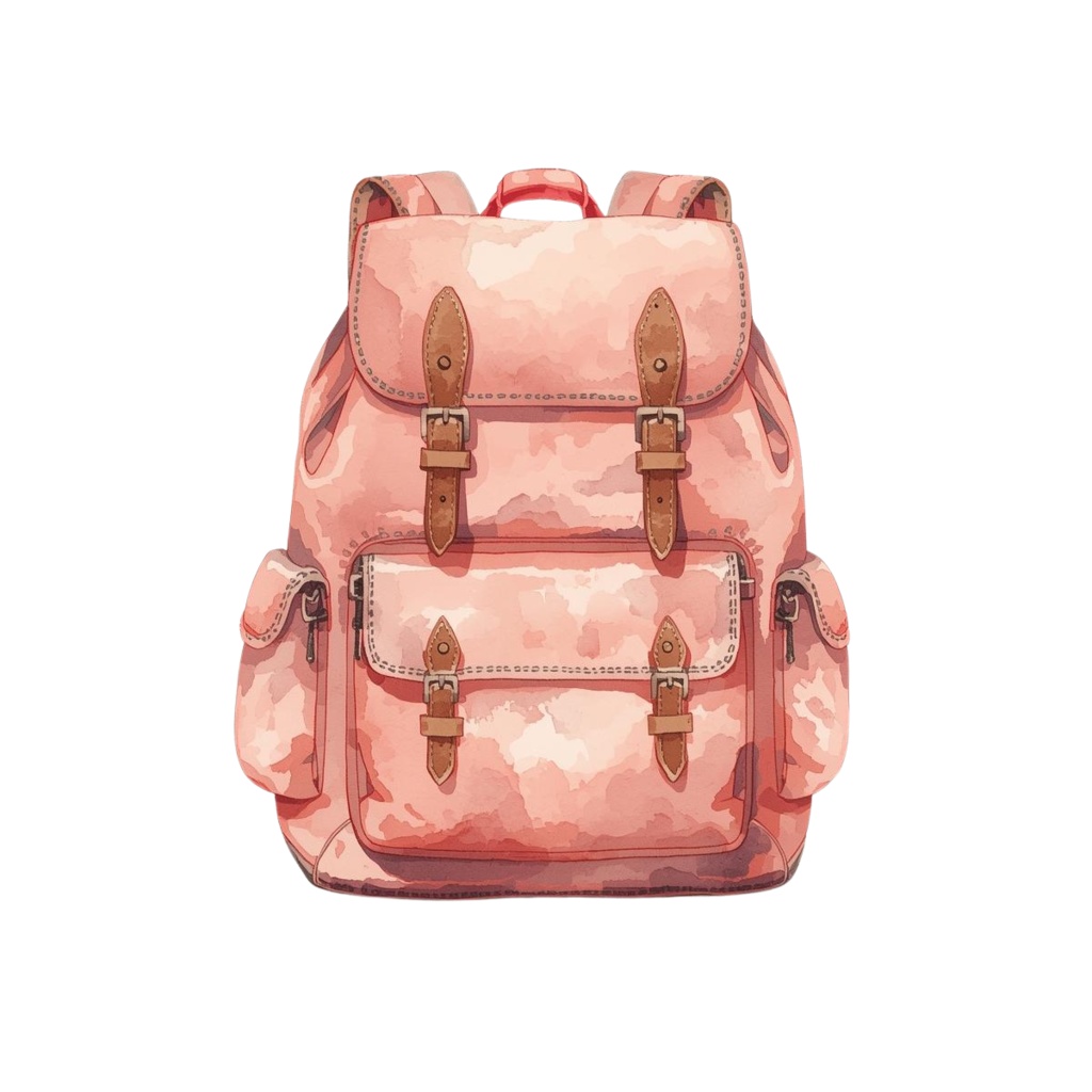 ピンクの旅シリーズ|水彩風クリップアートセット(全12点・PNG透過)