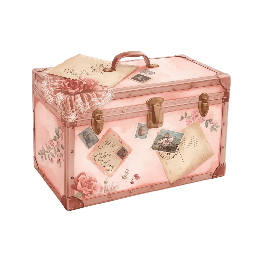 ピンクの旅シリーズ|水彩風クリップアートセット(全12点・PNG透過)